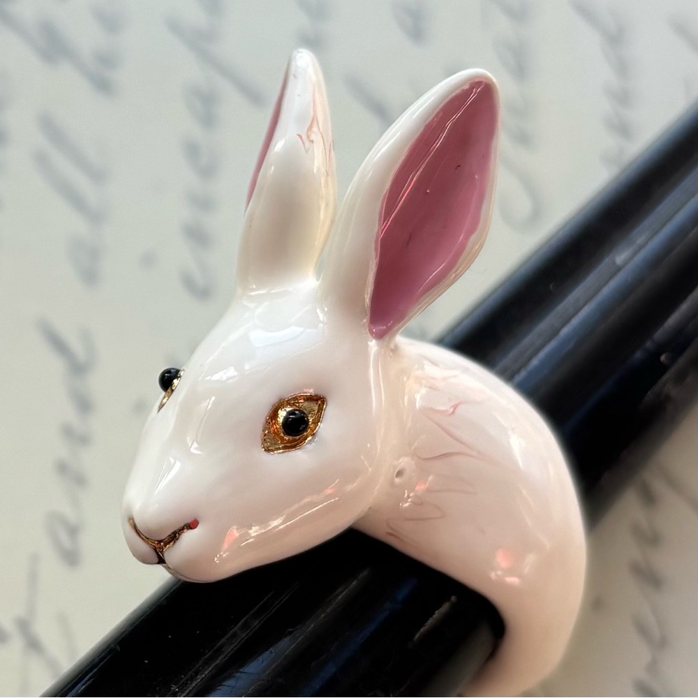 Good After Nine White and Pink Rabbit Ring size 6